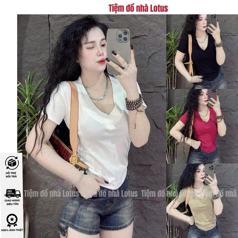  Áo thun Cổ Tim Viền To sang chảnh thời trang đơn giản  Tiệm đồ nhà Lotus  SM 