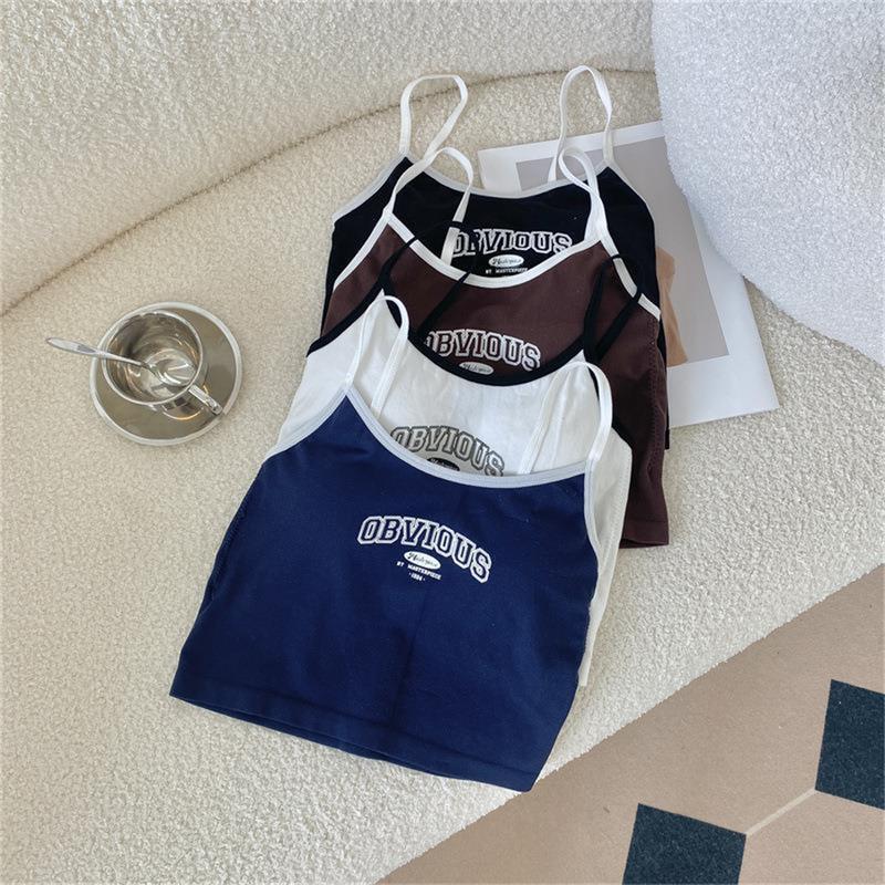 Product Introduction of Y2K Hot Girl Camisole With Chest Pad American Style Retro Cropped Top Vest Tank Top Womenswear Summer Women's Tops Sling 23