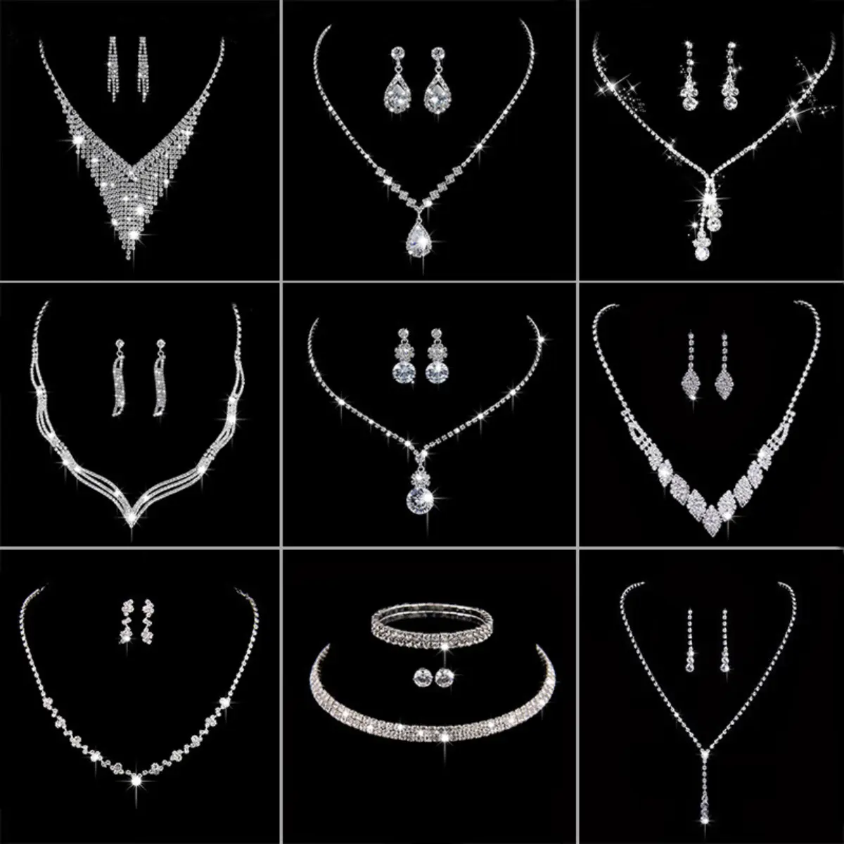 Vòng Cổ Đám Cưới, Dây Chuyền Móng Vuốt Kim Loại, Đính Đá, Vòng Cổ Cô Dâu, Vòng Cổ Mặt Dây Chuyền Hình Giọt Nước, Bộ Vòng Cổ