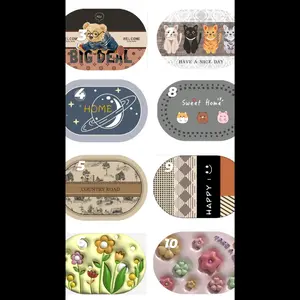 Keset Kaki Oval Diatomite Motif 3d Lembut Lantai