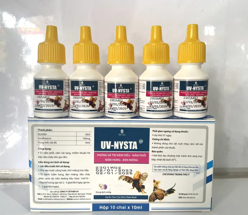 UV Nista (10 ml) Nấm diều, họng, tiêu hoá, phân xanh, phân trắng trên gà đá, chim kiểng và thú cưng - Profarm 5