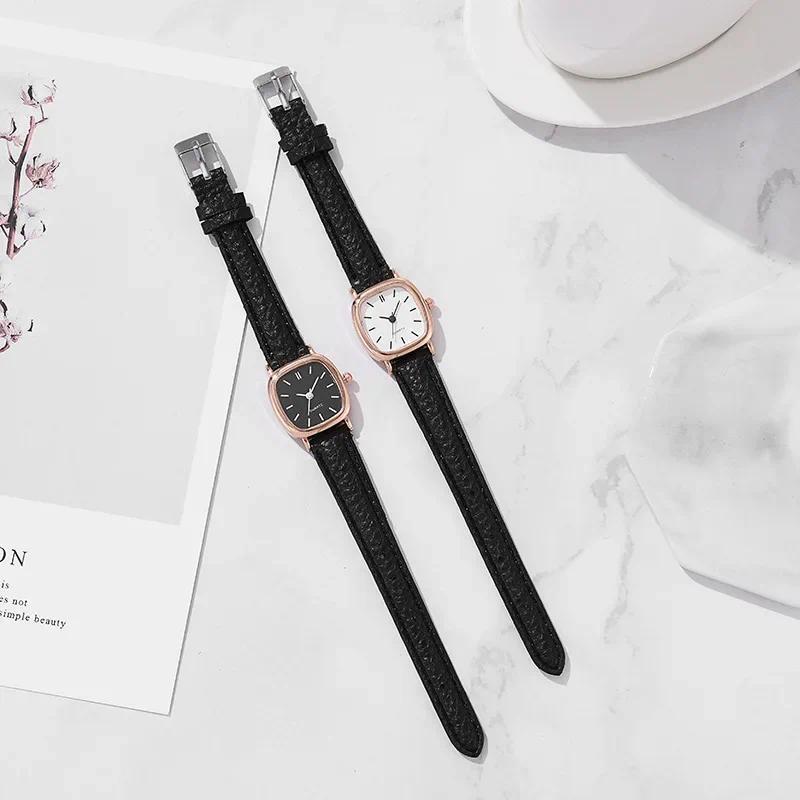 Product Introduction of Minimalist Women's Quartz Watch Vintage Fashion Solid Color Artificial Leather Thin Belt Watch 2