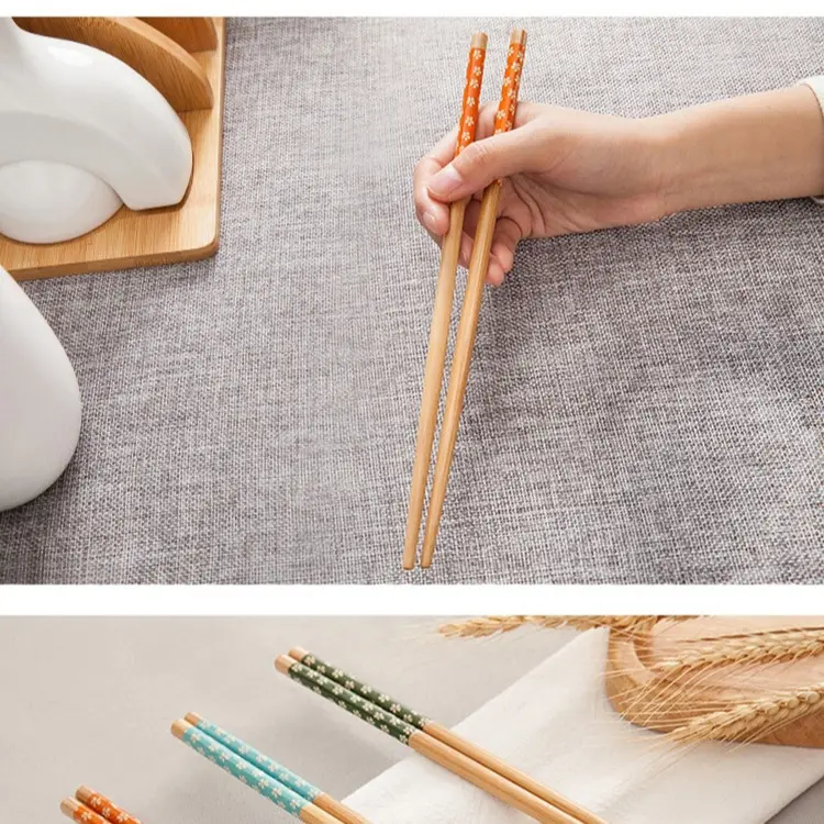 Sumpit Kayu Motif Bunga / Sumpit Kayu / Sumpit Kayu Bambu Motif Hiasan Bunga / Sumpit Makan Food Grade Plastik 6