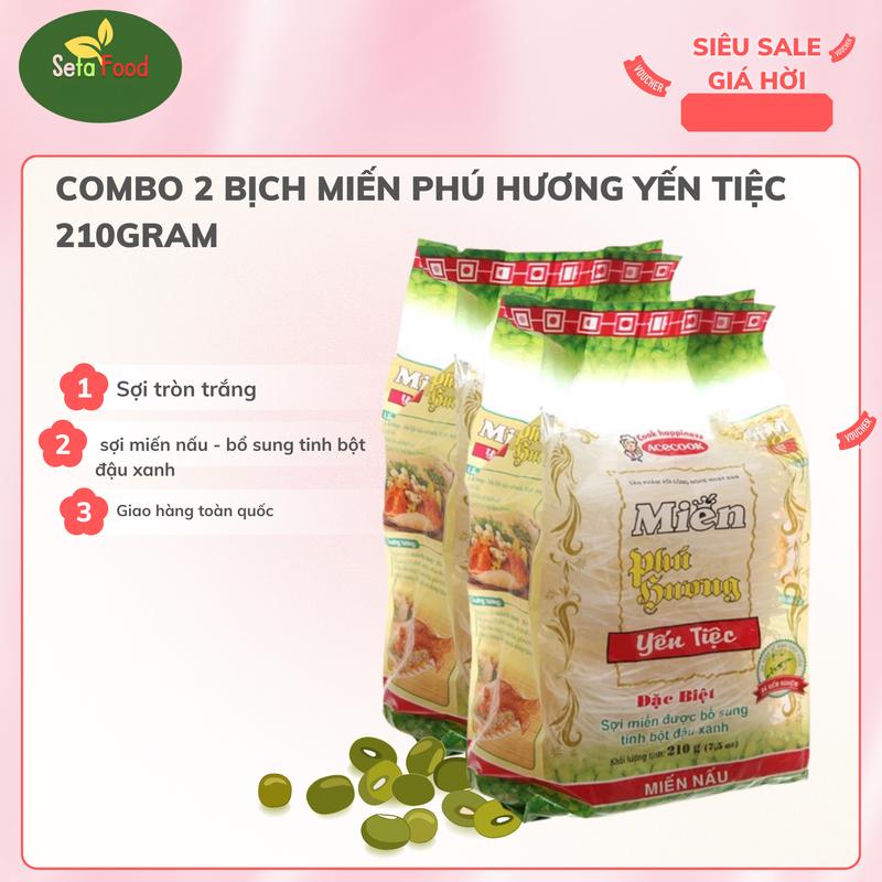 Miến Phú Hương Yến Tiệc Combo 2 Bịch 210g - Bổ Sung Tinh Bột Đậu Xanh Food