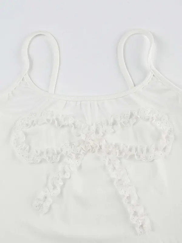 Women's Plain Contrast  Lace Backless Cami Top, Casual Spaghetti Strap Top for Summer, Ladies Clothes for Daily Wear 4