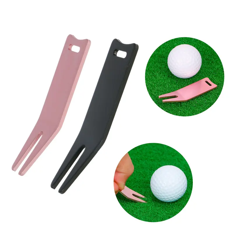 Metal Golf Green Fork, 1 Count Portable Golf Divot Repair Tool, Comfortable Grip Golf Accessories for Course Maintenance 6