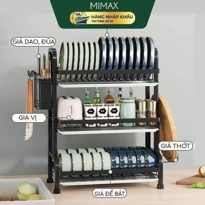 Giá úp bát 3 tầng có khay hứng nước Cao 65cm, rộng 45cm, sâu 25cm Kitchen 6