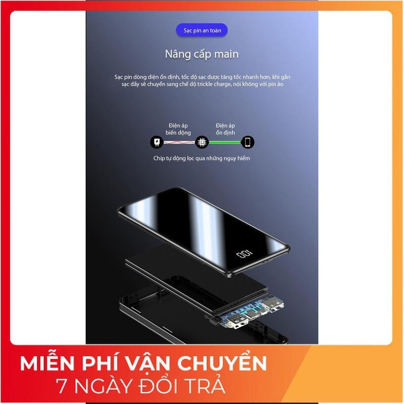SẠC CỰC NHANH - PIN SẠC DỰ PHÒNG 30000MAH MẶT GƯƠNG ĐEN HUYỀN THOẠI (cao_nhien_thith) [Gương] 7