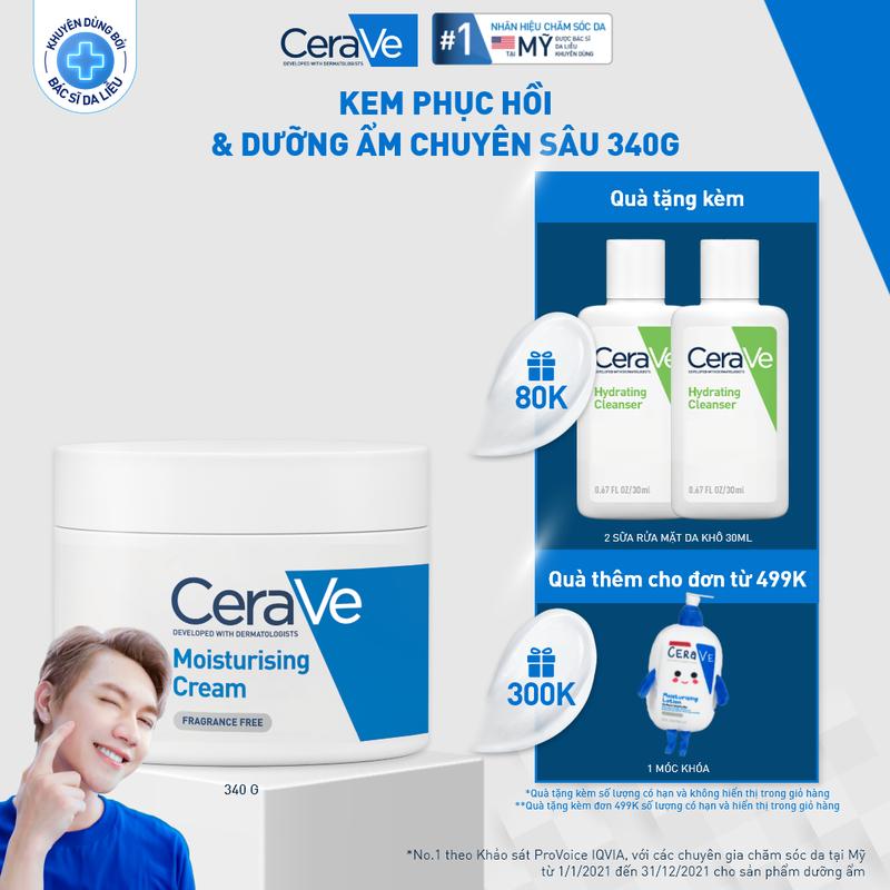 [DEAL ĐẶC BIỆT] Kem dưỡng ẩm dành cho da khô Cerave Moisturizing Cream 340g. Kem dưỡng giúp phục hồi chuyên sâu, giữ da ẩm mịn suốt 48 giờ. DÙNG ĐƯỢC CHO DA MẶT VÀ CƠ THỂ_Chăm sóc da_Kem & Sữa dưỡng thể_Skincare cho Nam và Nữ