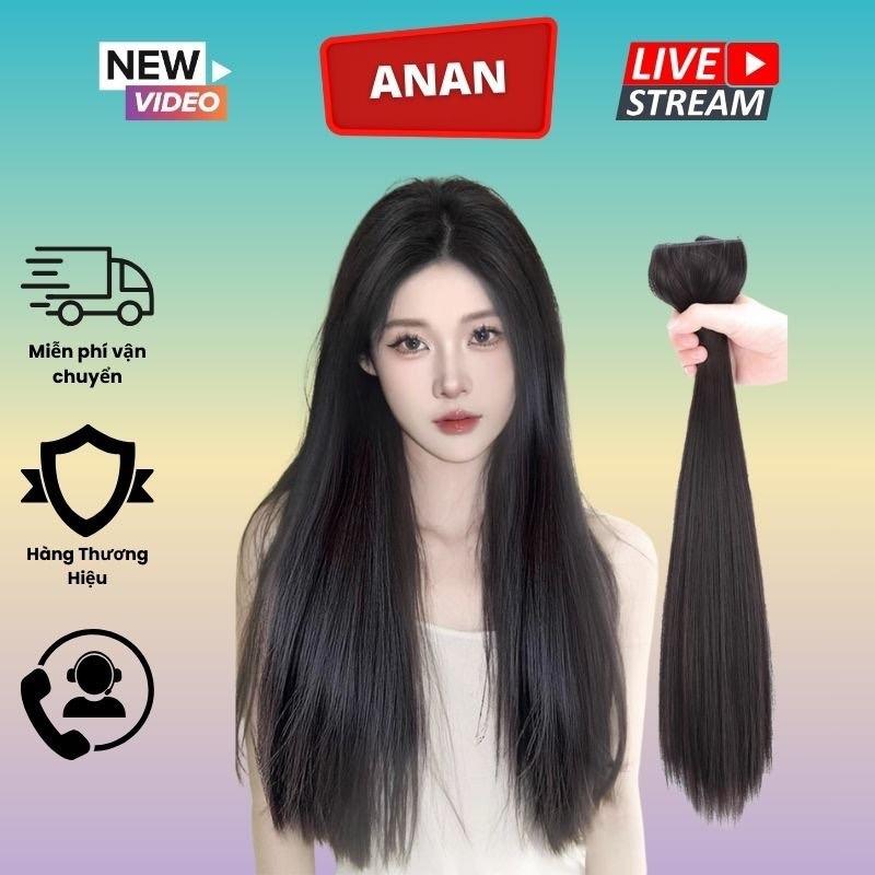 Tóc giả nữ AnAn kẹp V nửa đầu tóc thẳng dài A10 Women Wig