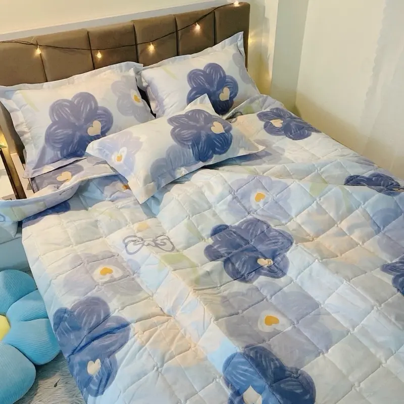 Bộ chăn ga HOA BÈO TÍM vintage 2