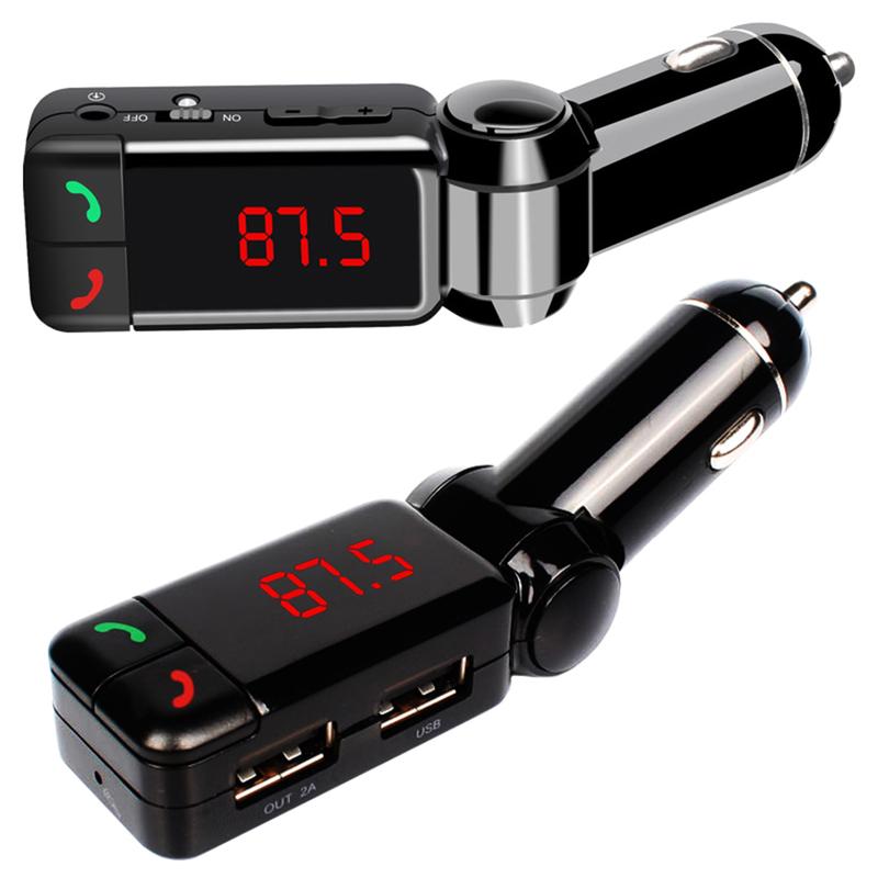 Product Introduction of Car Bluetooth-compatible fm transmitter car kit Hands Free mp3 player wireless radio AUX car charger USB SD 0