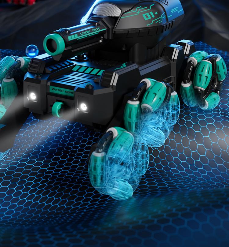 Product Introduction of Six-Wheel Stunt Tank Remote Control for Children, Launchable, Rechargeable, with Lights, Music, Gesture Sensing, Boys' Toy Wholesale 5