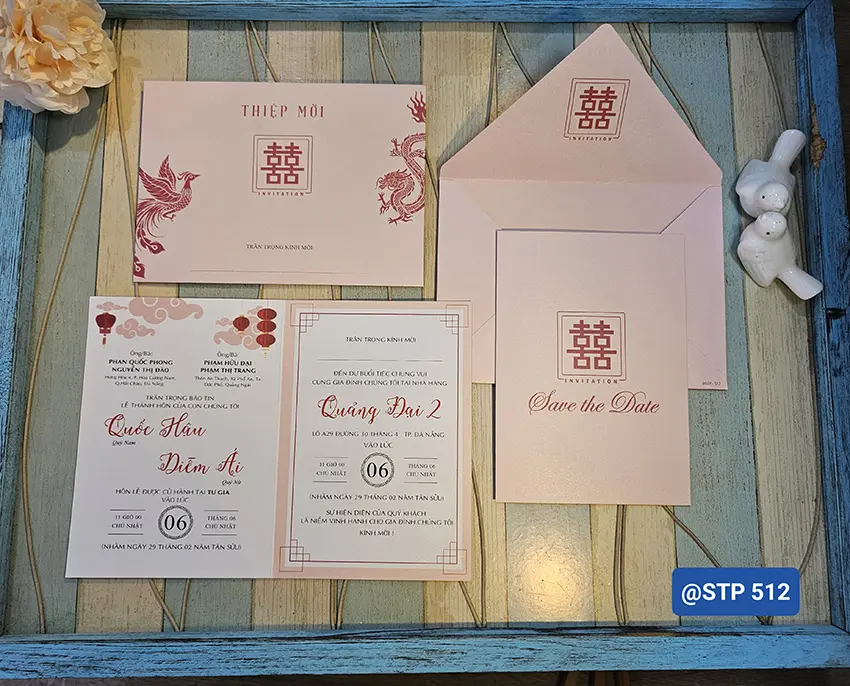 Combo 50 thiệp cưới giấy thơm ánh kim (Đã bao gồm in nội dung) - Hỗ trợ in lẽ số lượng