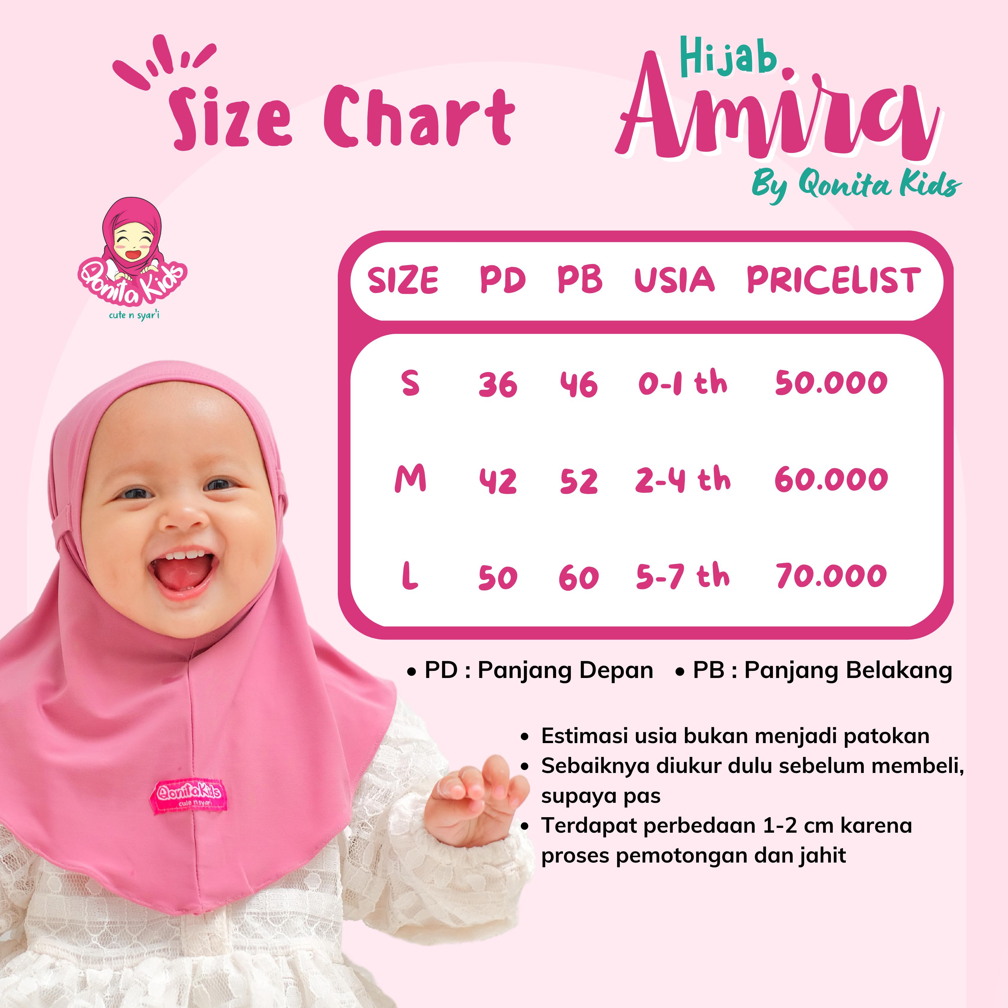 QONITA KIDS, AMIRA BERGO (0-9 th) Hijab Anak Perempuan kerudung  syari  muslim  nyaman Cantik