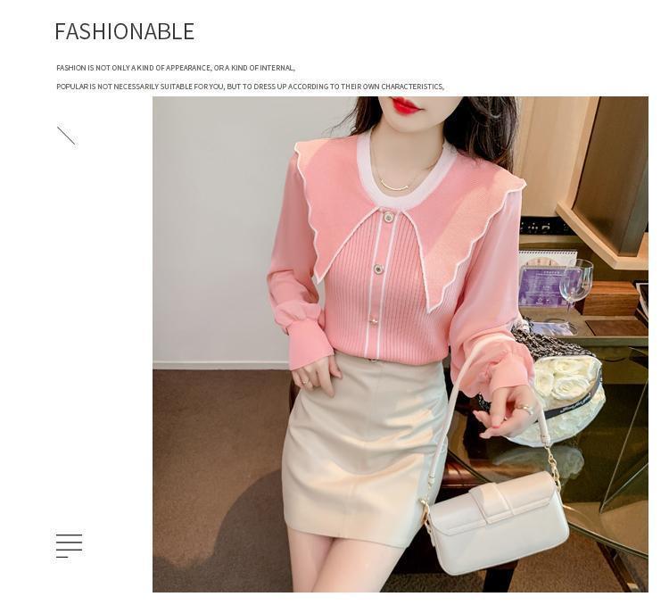 Product Introduction of Áo Len Nữ, Cổ Búp Bê Trông Trẻ Trung Dễ Thương, Màu Hồng, Áo Lớp Nền Dệt Kim, Có Thể Mặc Bên Trong, Hàng Mới Về Mùa Xuân 2024 15