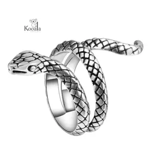 Cincin Vintage Ular Bohemian Perhiasan Pria Perak Silver