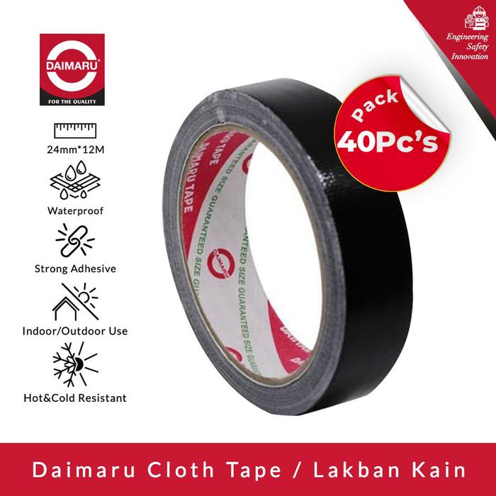 Gambar Daimaru Cloth Tape Lakban Kain Hitam 24mm x 12m / 1 Inch (40 Pcs) - Lakban Kain dari Aki Murah Jakarta Kota Tangerang Selatan Tokopedia
