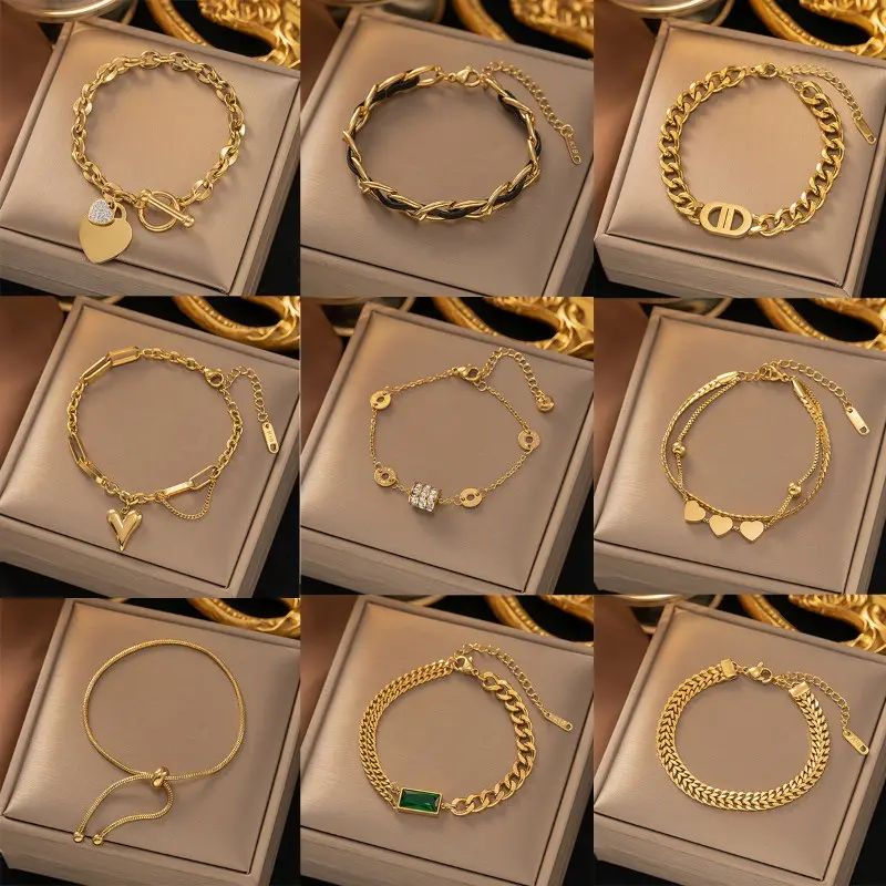 Non-fading titanium steel bracelet female South Korea Fashion 18K gold plating high-end bracelet accessories gift