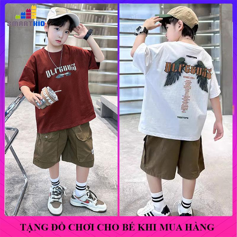 Bộ đồ hè bé trai thun cotton thoáng mát mẫu TR bộ quần áo trẻ em set đồ cộc tay bé trai size đại 18-50kg đồ bộ bé trai mùa hè