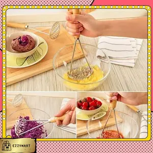 EzzyMart Alat Penghancur Kentang/Stainless Potato Masher/Mashed Presser Dapur Kitchen Pelumat Set Ubi Kayu Singkong Crusher New