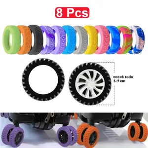 8pcs Ring Karet Roda Koper Cabin Silikon Pengganti Cover Pelindung Luggage Double Wheel