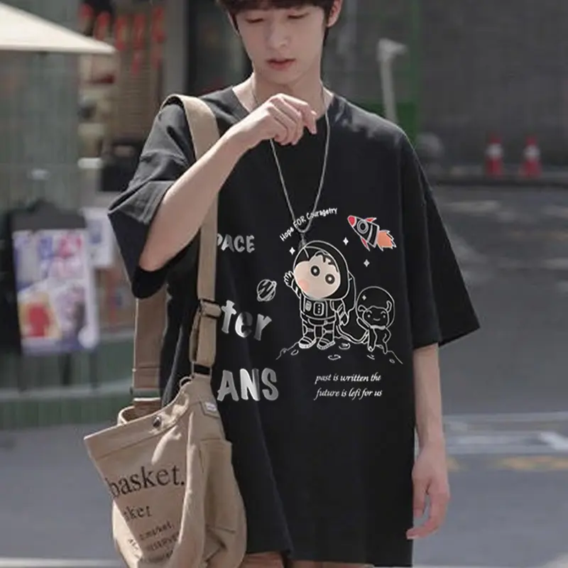 phong cách năng động ÁThun Nam Nữ Form Rộng Tay Lỡ Unisex ÁPhông Cổ Tròn Basic Overisze SHIN SPACE mới nhất 2023 Menswear Cotton Á Áo 2