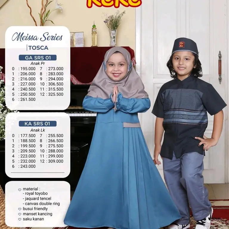 SALE COUPLE ANAK KEKE MEISSA SERIES TOSCA - BAJU MUSLIM