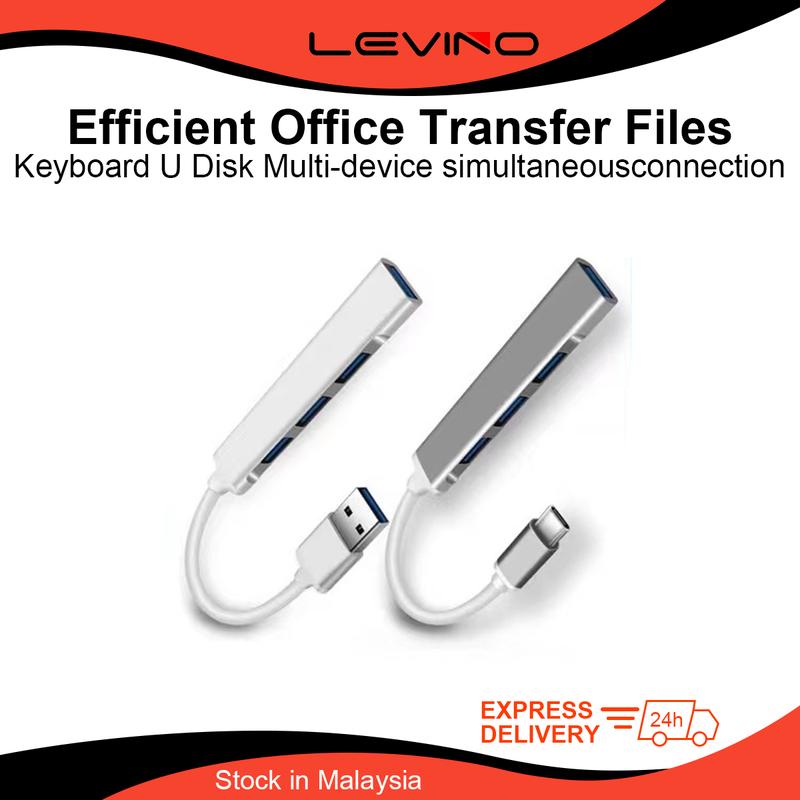 LEVINO USB Port Extension USB Hub 3.0 USB Quad Port Hub OTG Adapter USB 3.0 Type C to apple macebook HIDM VGA with Laptop Computer Hubs Type C Ports