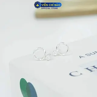 Huy K Viễn Chí Bảo Bông tai bạc nữ tron xoắn đính đá chất liệu bạc 925 - B400770
