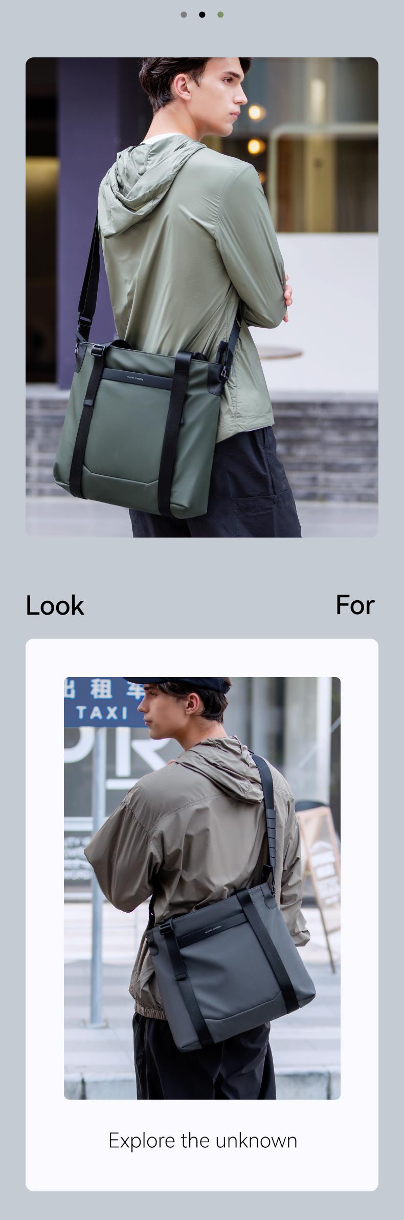 Product Introduction of Mark Ryden multifunctional leather messenger bag men Black Crossbody Bag Large Capacity Stylish Men Shoulder Bag men 6