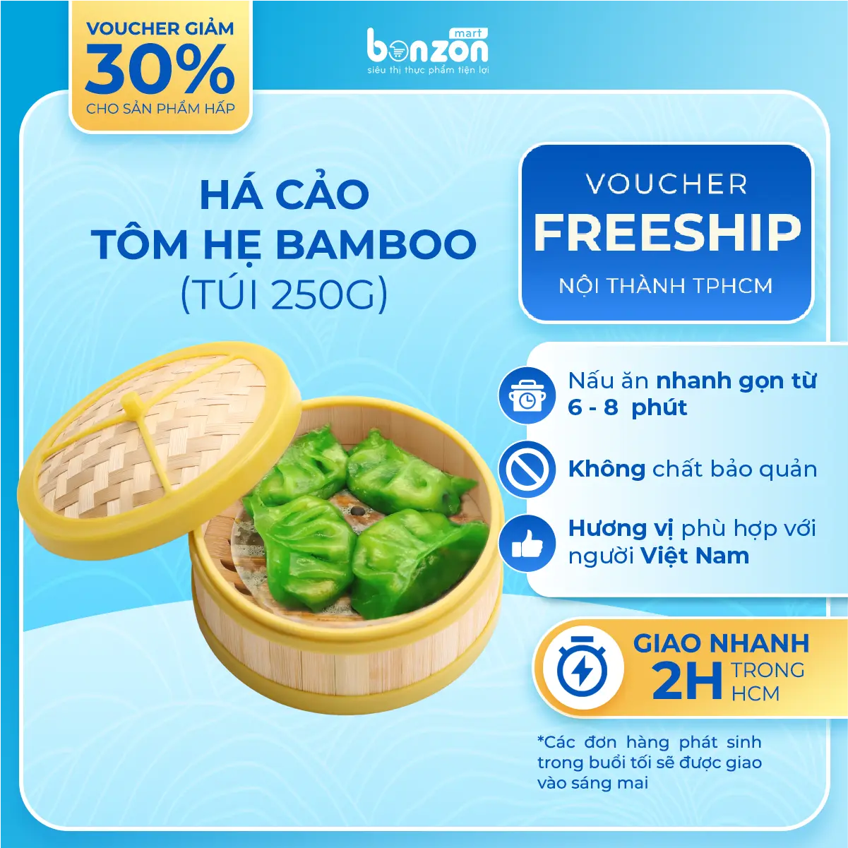 [HCM -Giao Nhanh 2H] Há Cảo Tôm Hẹ Bamboo BONZON Kết Hợp Cùng Nhân Đậm Đà Nấu Nhanh Ăn Gọn 250G
