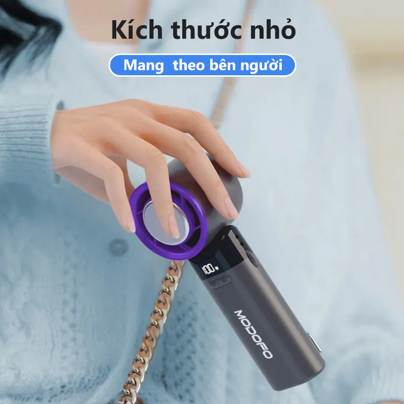 【MODOFO】Quạt cầm tay tốc độ cao mới 2025, tốc độ gió 100 cấp, màn hình kỹ thuật số, pin dung lượng lớn, thời gian sử dụng cực dài (bảo hành chính hãng 6 tháng) Sạc di động USB thích hợp làm quà tặng Tết Nguyên đán, phụ kiện quà tặng cặp đôi 4