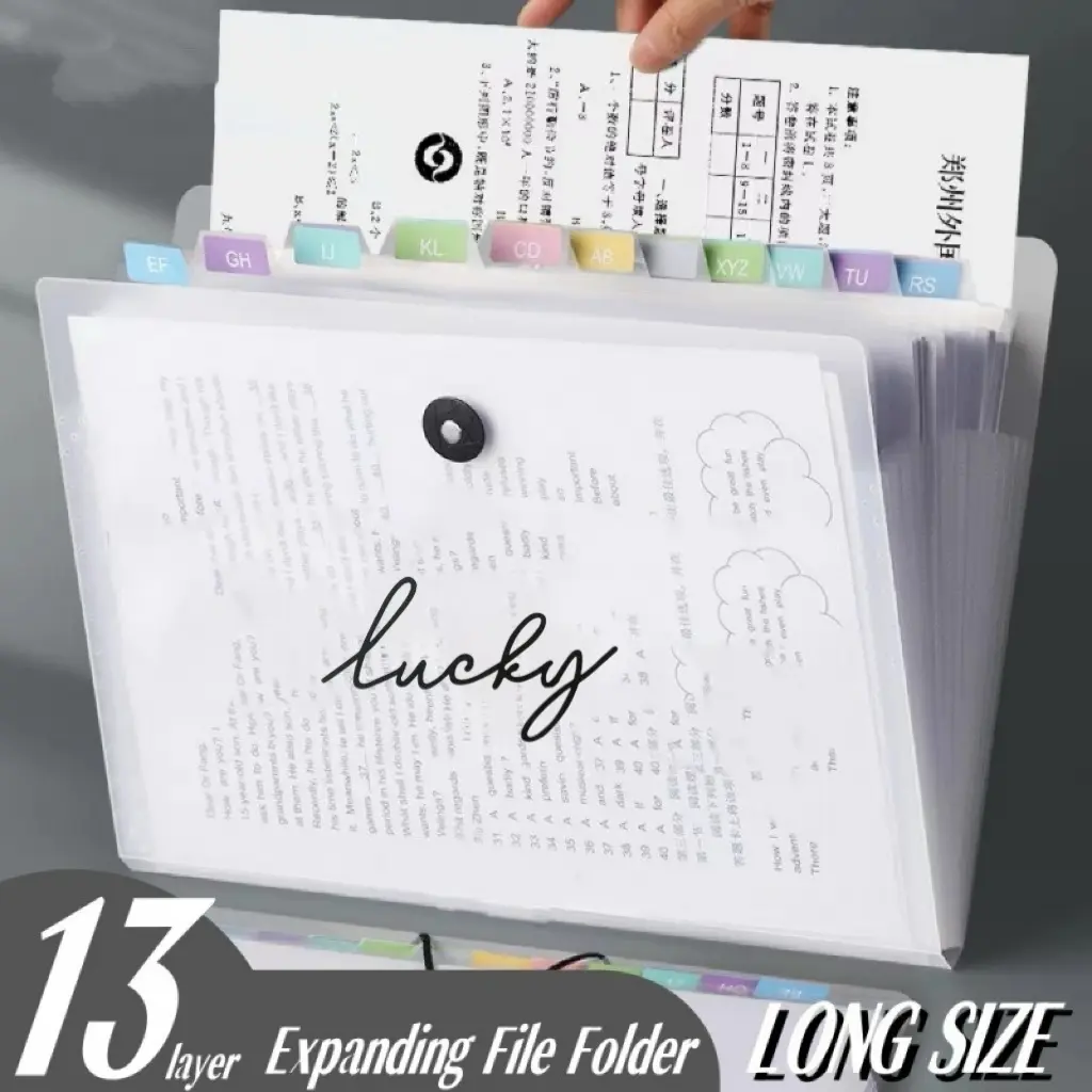 Long Expanding File Folder Document Storage Portable Clear File ...