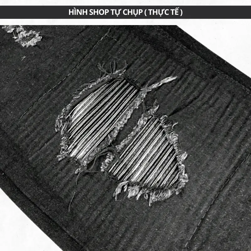 [Q09] Quần Jean dài nam đen rách có vá da mặc 4 mùa thời thượng có túi Menswear Pants 1