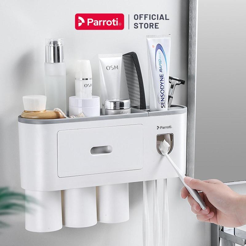  Bộ Nhả Kem Đánh Răng Đựng Bàn Chải Nhà Tắm Toilet  Bộ 3 Cốc  Parroti Morning MN31 