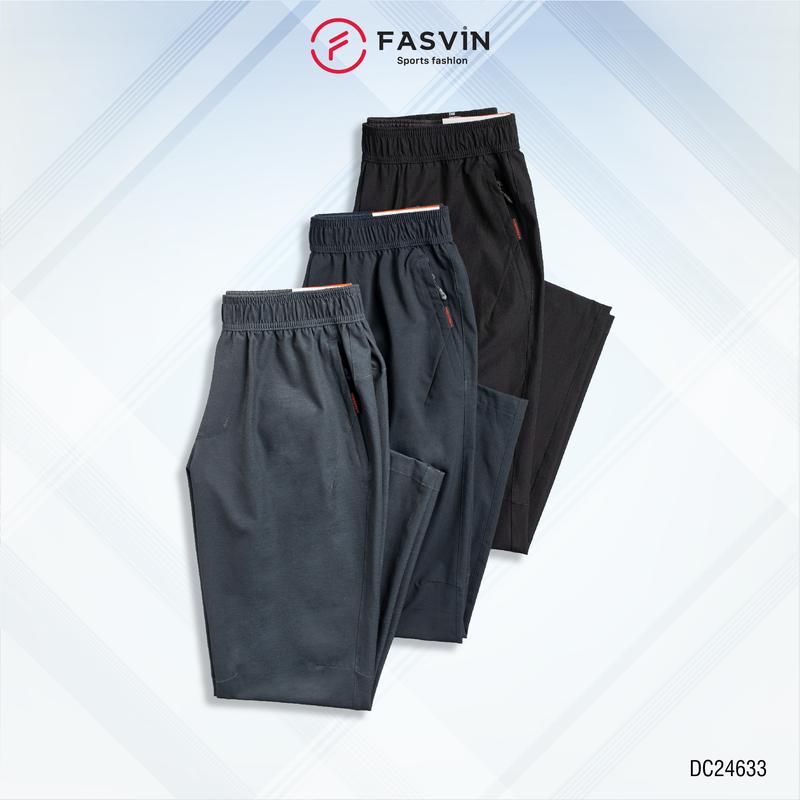 Quần Gió Thể Thao Nam FASVIN vải đẹp ống suông có khóa túi tiện dụng đi chơi hay mặc nhà DC24633 Pants Menswear Ong Nhung Đen