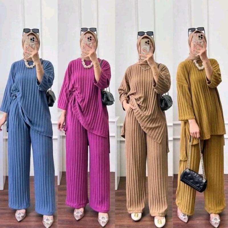 One Set Hornet Knit Premium Setelan Baju dan Celana Wanita Two Piece Set Model Terbaru 6