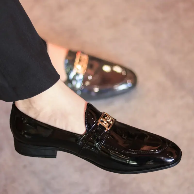 Giày Lười Da Nam Cao Cấp HOT TREND 2024 Chất liệu Da Bóng H.M, Phong cánh Hàn Quốc Shoes Đế Bằng Loafer  Cao Su 4