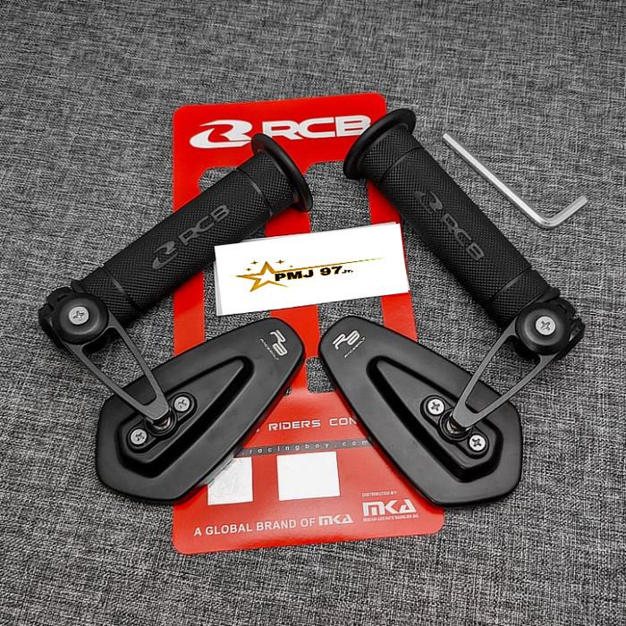 PAKET 2IN1 HANDGRIP RCB HG55 + SPION JALU OVAL COCOK UNTUK SEMUA MOTOR - GRIP RCB+SPION OVAL 1