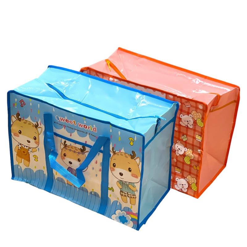 Túi bạt dứa Có khóa kéo chống thấm nước Bảo quản quần áo Có thể gập lại Phong cách Hàn Quốc( giao màu ngẫu nhiên theo kích thước )