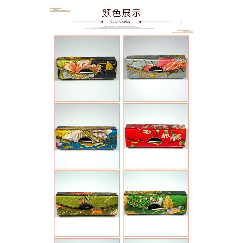 Product Introduction of Chinese Style Cotton Printed Lipstick Box Single Lipstick Box Jewelry Storage Box Will Carry Mirror Retro Solid Color Lipstick Box Silk Lipstick Box With Mirror Silky Feel Simple Storage Box 3