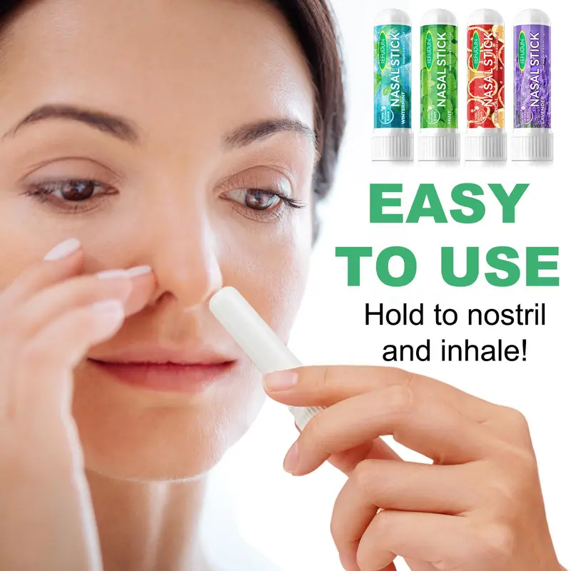 Natural Plant Essential Oil Nasal Stick, 4 Counts/set Refreshing Nasal Stick, Nasal Congestion Relief Stick, Portable Oral Care Product for Women & Men, Nasal Inhaler 4