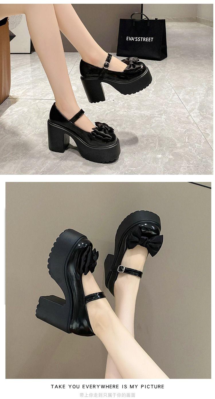 Product Introduction of Giày Mary Jane, Dành Cho Nữ, Thời Trang Mới Mùa Lò Xo Và Mùa Thu, Nơ Cao Gót, Đế Dày, Gót Chunky, Thích Hợp Cho Váy Một Bộ Phù Hợp, Dễ Phối Đồ, Giày Da Nhỏ Shoes 8