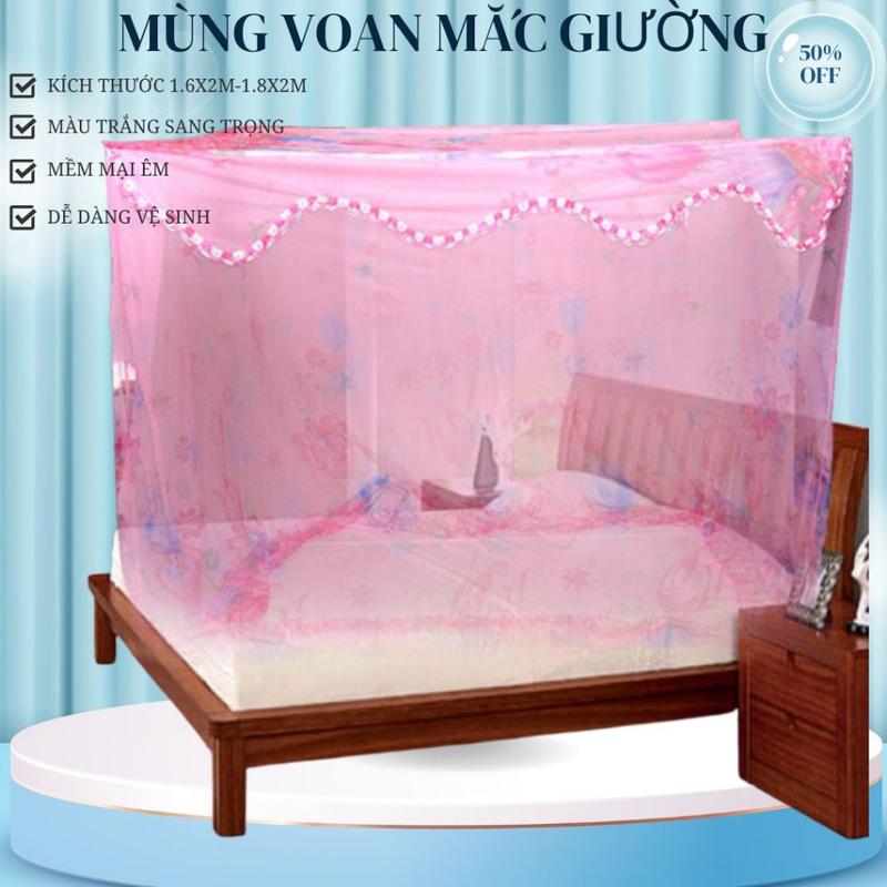 Mùng Ngủ Giăng Dây Mềm Mại Em Kích Thước 1.6x2m-1.8x2m Màu Trắng ...