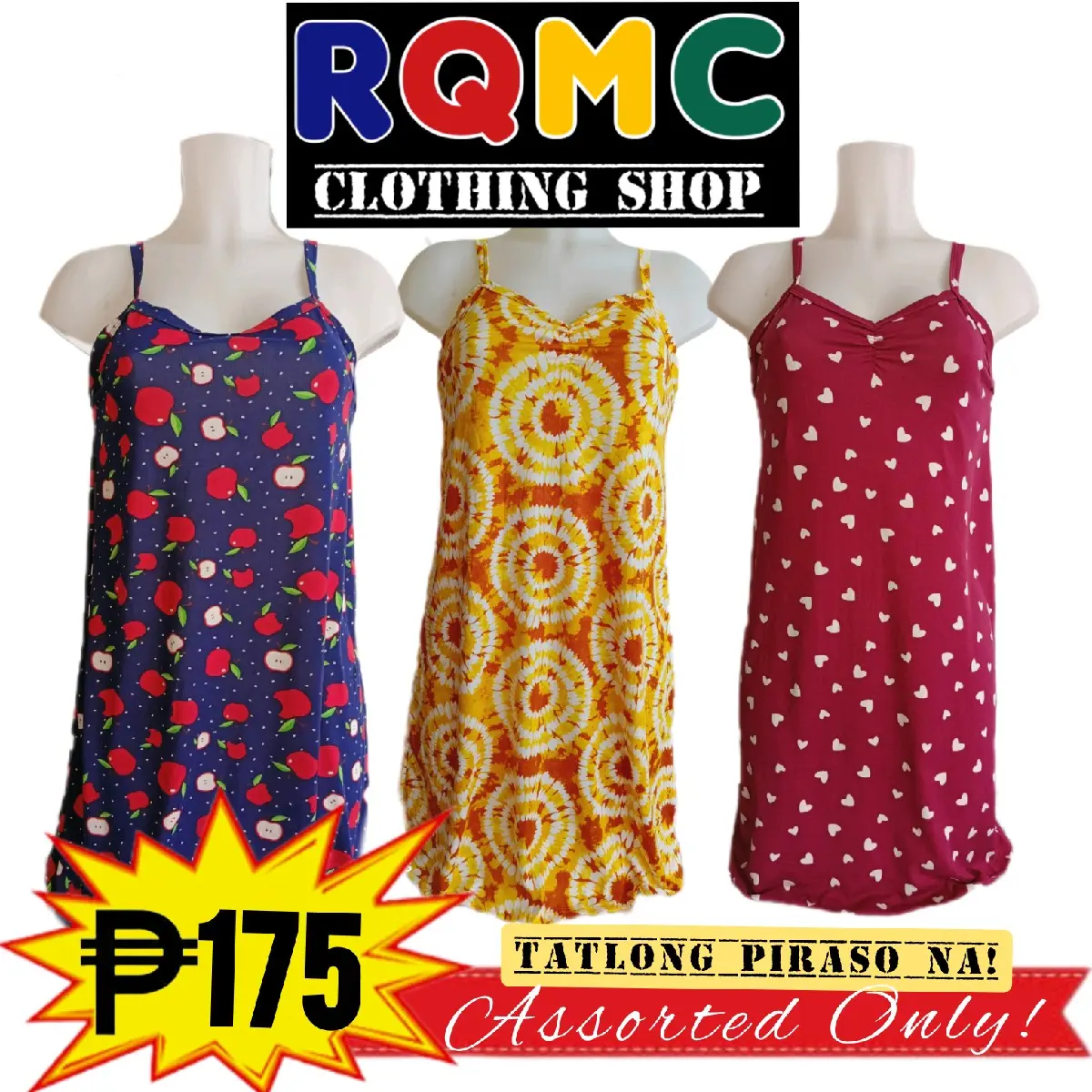 3PCS Sando Spag Strap Dress Adults freesize medium to semi xl.