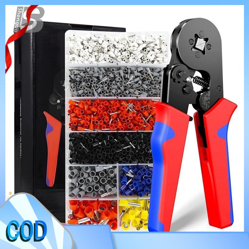 Hộp 1200 Đầu Cos Đủ Loại Và Kìm Bấm Cos Vuông HSC8 6-4A Kìm bấm cos tự điều chỉnh, phù hợp nhiều loại cos cos ống tròn