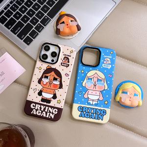 เคสสร้างสรรค์สำหรับเด็กร้องไห้, การออกแบบ 3 มิติ, เข้ากันได้กับ iPhone 16 Pro Max และ iPhone 14 รุ่นใหม่, ขาตั้งเด็กร้องไห้น่ารักส่วนบุคคล, เคสฟิล์มแม่เหล็กสำหรับเด็กร้องไห้, 15 Pro Max