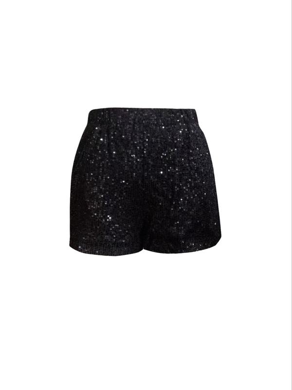 Women's Glitter Sequins Shorts, Casual Comfy Breathable Shorts for Daily Wear, Ladies Bottoms for Spring & Fall 0