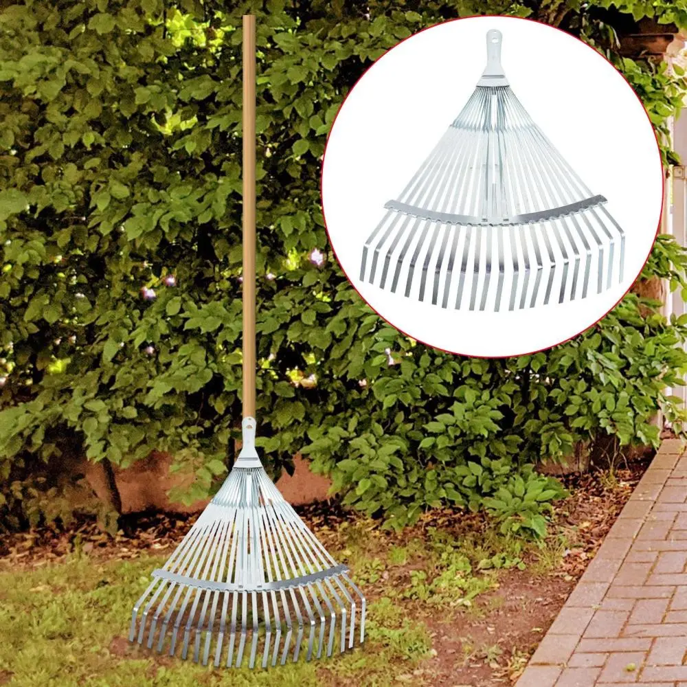 Garden Leaf Rake High Carbon Steel Lawn Rake for RV Camping Garden Cleaning Gardening Collecting Leaves and Grass Lawn Yard Roof